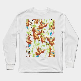 Cartoon swinging Monkeys Long Sleeve T-Shirt